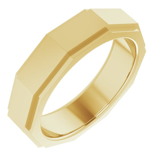 14K Or 10K Yellow Or Rose Gold 6 Mm Polished Geometric Stepped Edge Half Round Band