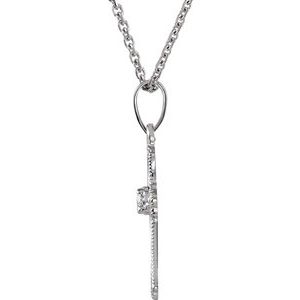 14K White Gold 21 X 15 Mm 18 In Polished .06 Ctw Natural Diamond Cross Necklace