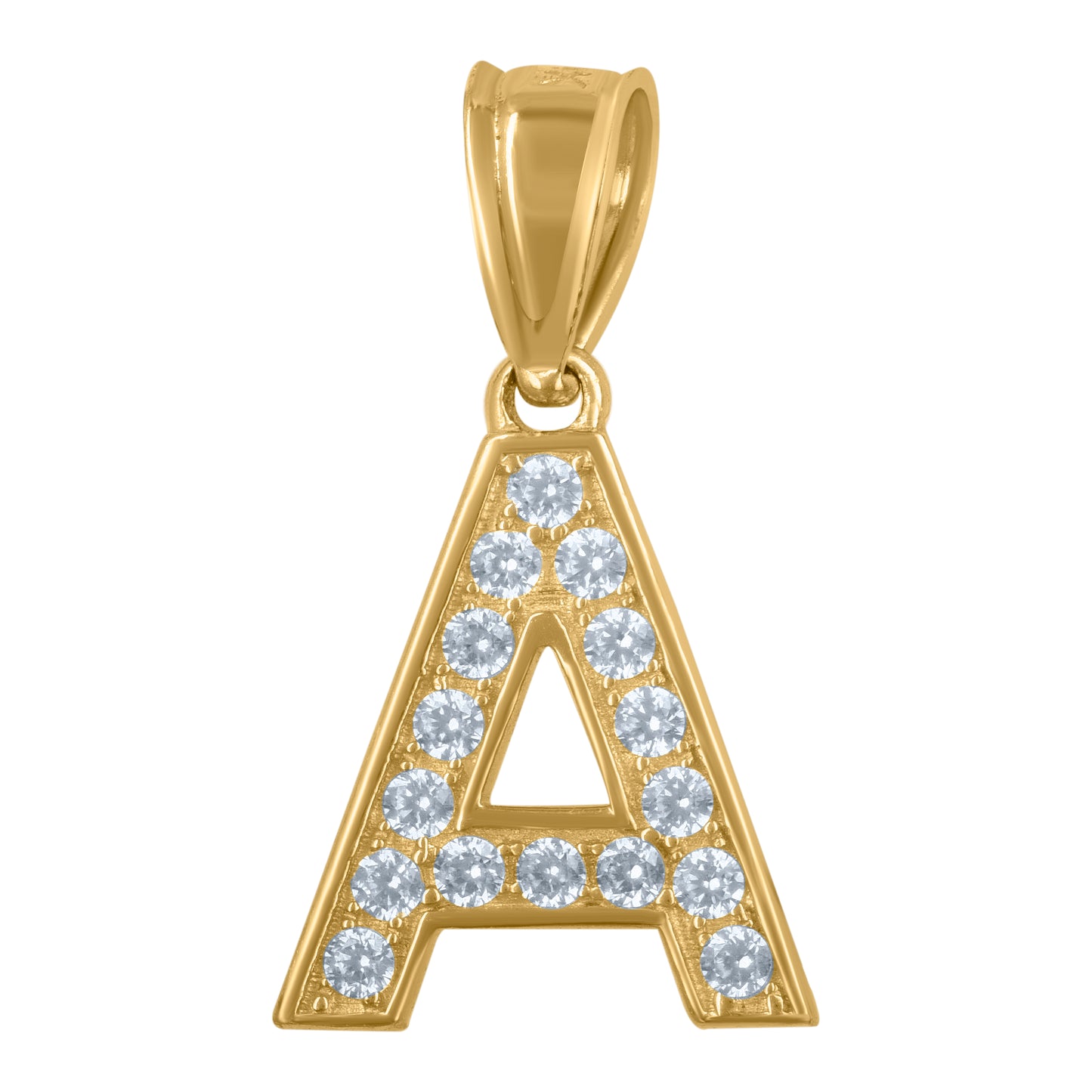 10K Yellow Gold Unisex Cubic-Zirconia Letter Alphabet Initials Charm Pendant