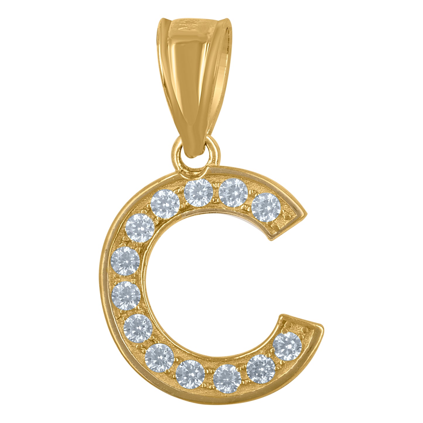 10K Yellow Gold Unisex Cubic-Zirconia Letter Alphabet Initials Charm Pendant