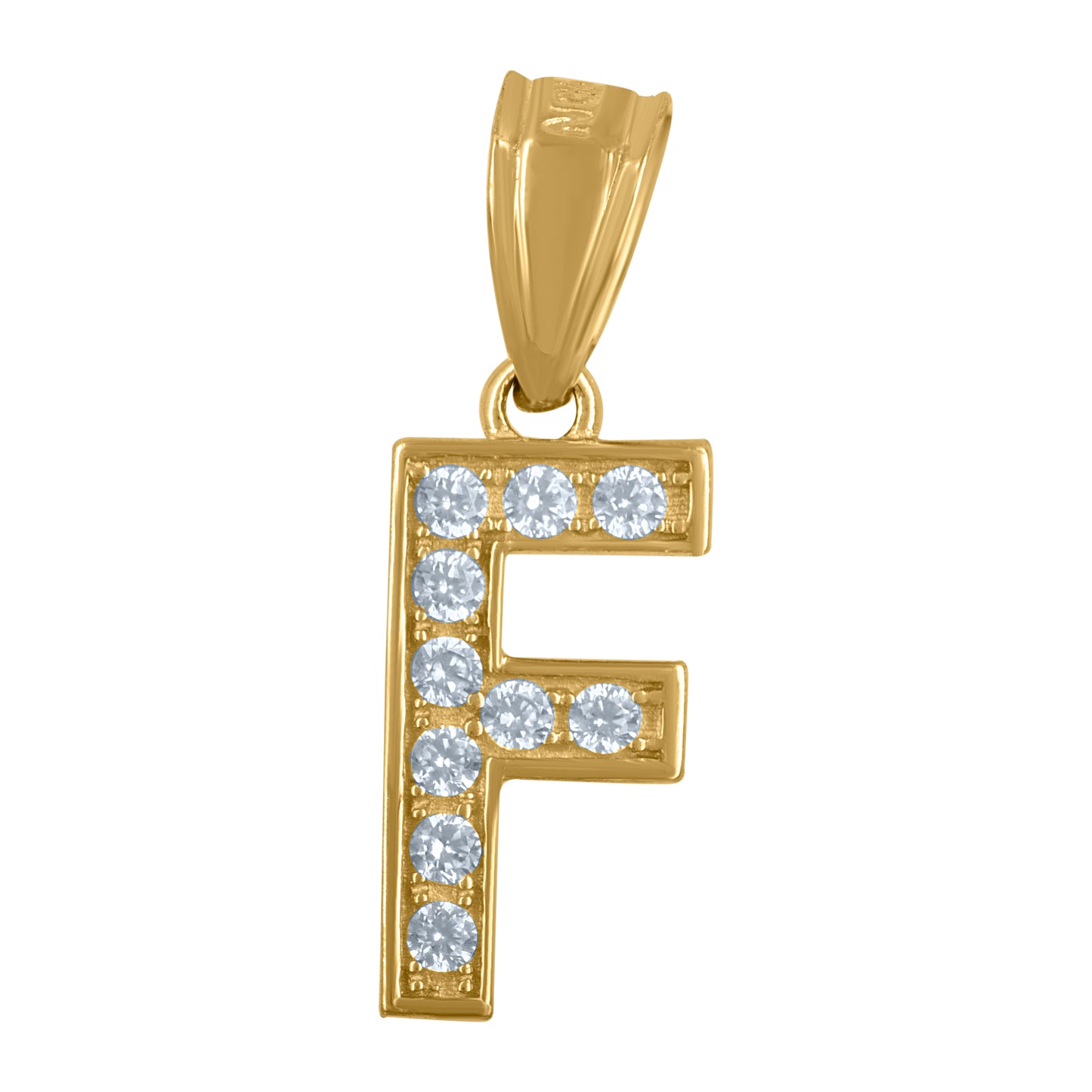 10K Yellow Gold Unisex Cubic-Zirconia Letter Alphabet Initials Charm Pendant