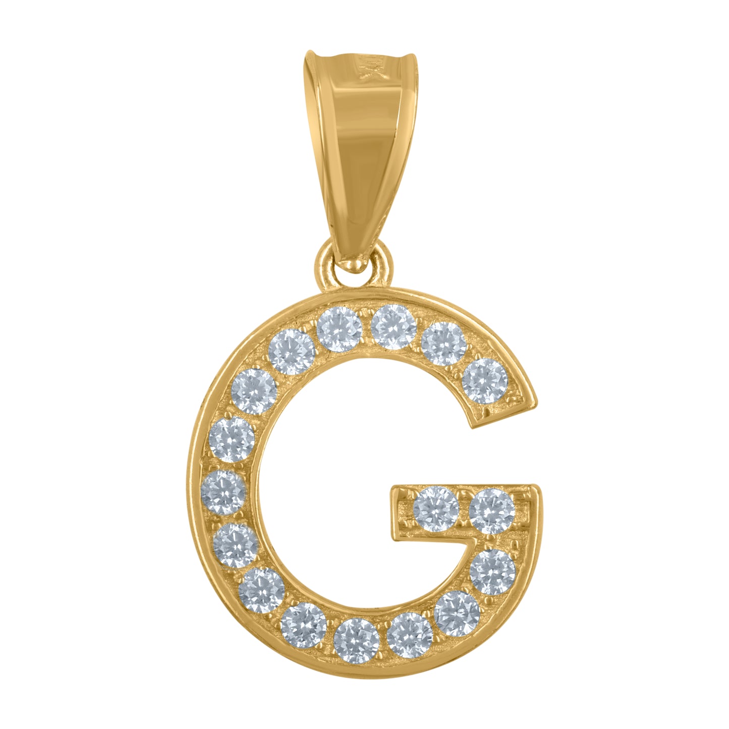 10K Yellow Gold Unisex Cubic-Zirconia Letter Alphabet Initials Charm Pendant