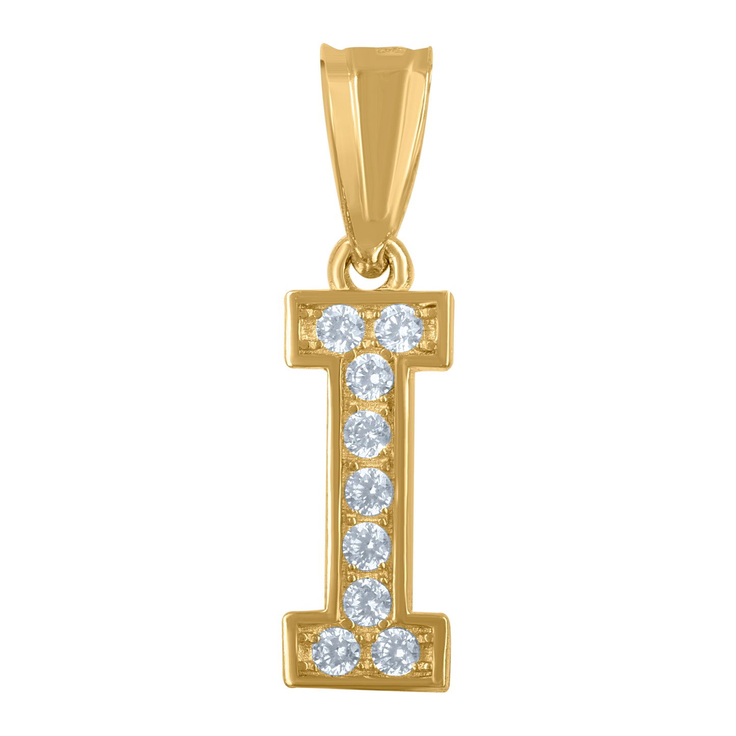 10K Yellow Gold Unisex Cubic-Zirconia Letter Alphabet Initials Charm Pendant