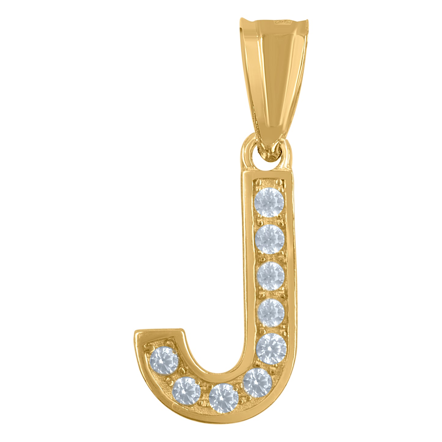 10K Yellow Gold Unisex Cubic-Zirconia Letter Alphabet Initials Charm Pendant