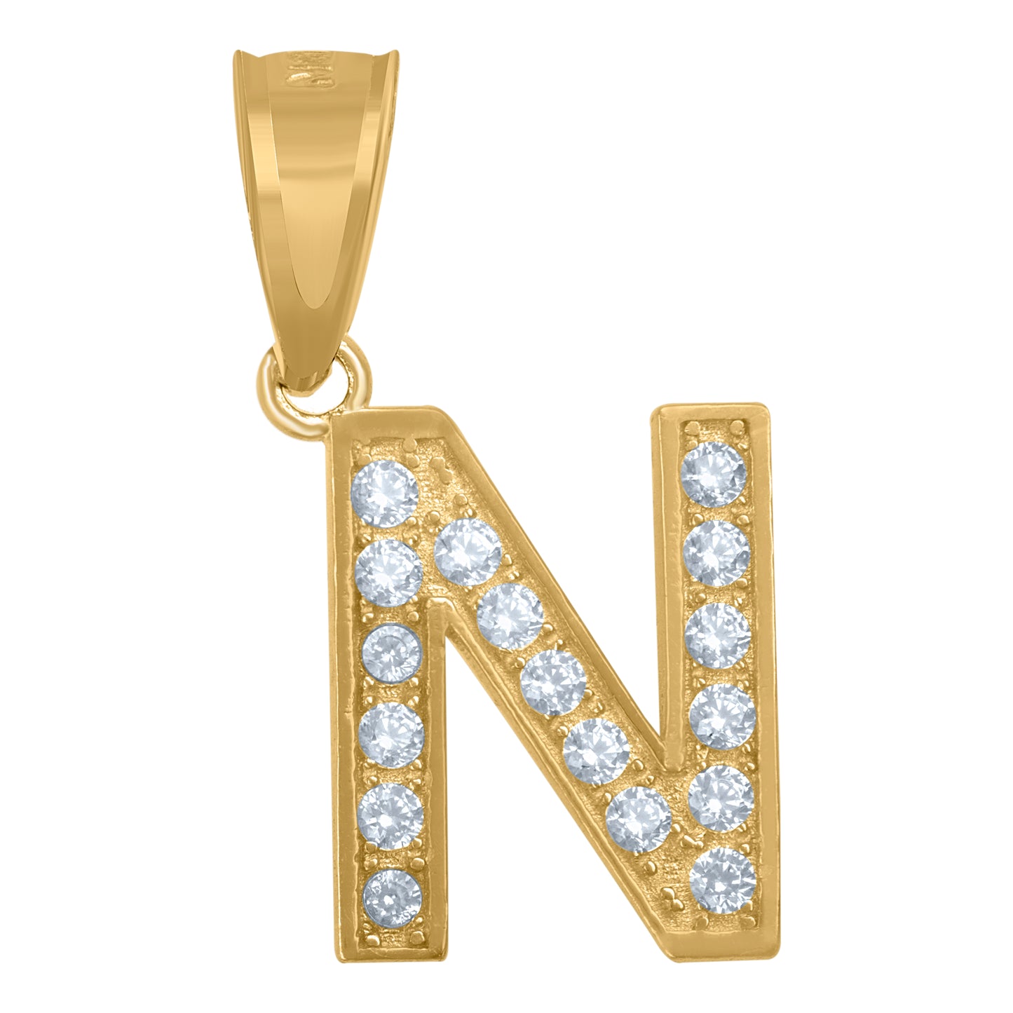 10K Yellow Gold Unisex Cubic-Zirconia Letter Alphabet Initials Charm Pendant