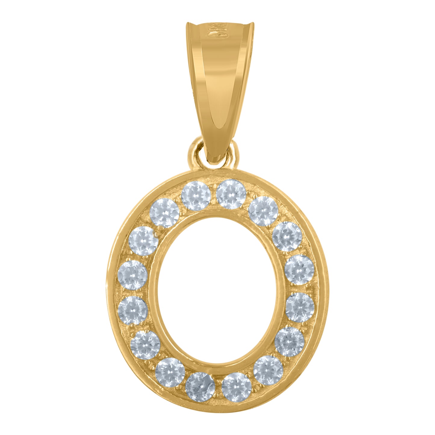 10K Yellow Gold Unisex Cubic-Zirconia Letter Alphabet Initials Charm Pendant