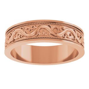10k Yellow Or White Or Rose Gold Milgrain Sculptural Flat Band