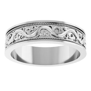 Sterling Silver Milgrain Sculptural Flat Band