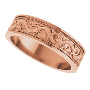 18k Yellow Or White Or Rose Gold Milgrain Sculptural Flat Band