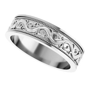 Sterling Silver Milgrain Sculptural Flat Band