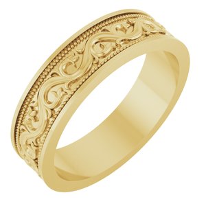 14K Yellow Gold 6 Mm Polished Sculptural Band Size 10