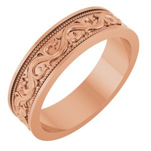 18k Yellow Or White Or Rose Gold Milgrain Sculptural Flat Band