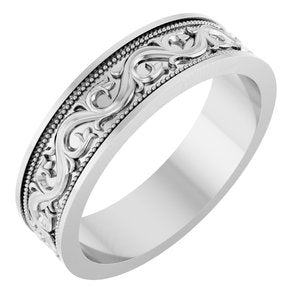 Sterling Silver Milgrain Sculptural Flat Band