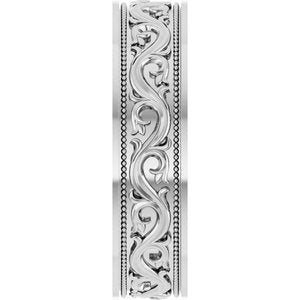 Sterling Silver Milgrain Sculptural Flat Band