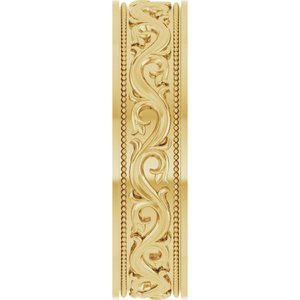 18k Yellow Or White Or Rose Gold Milgrain Sculptural Flat Band