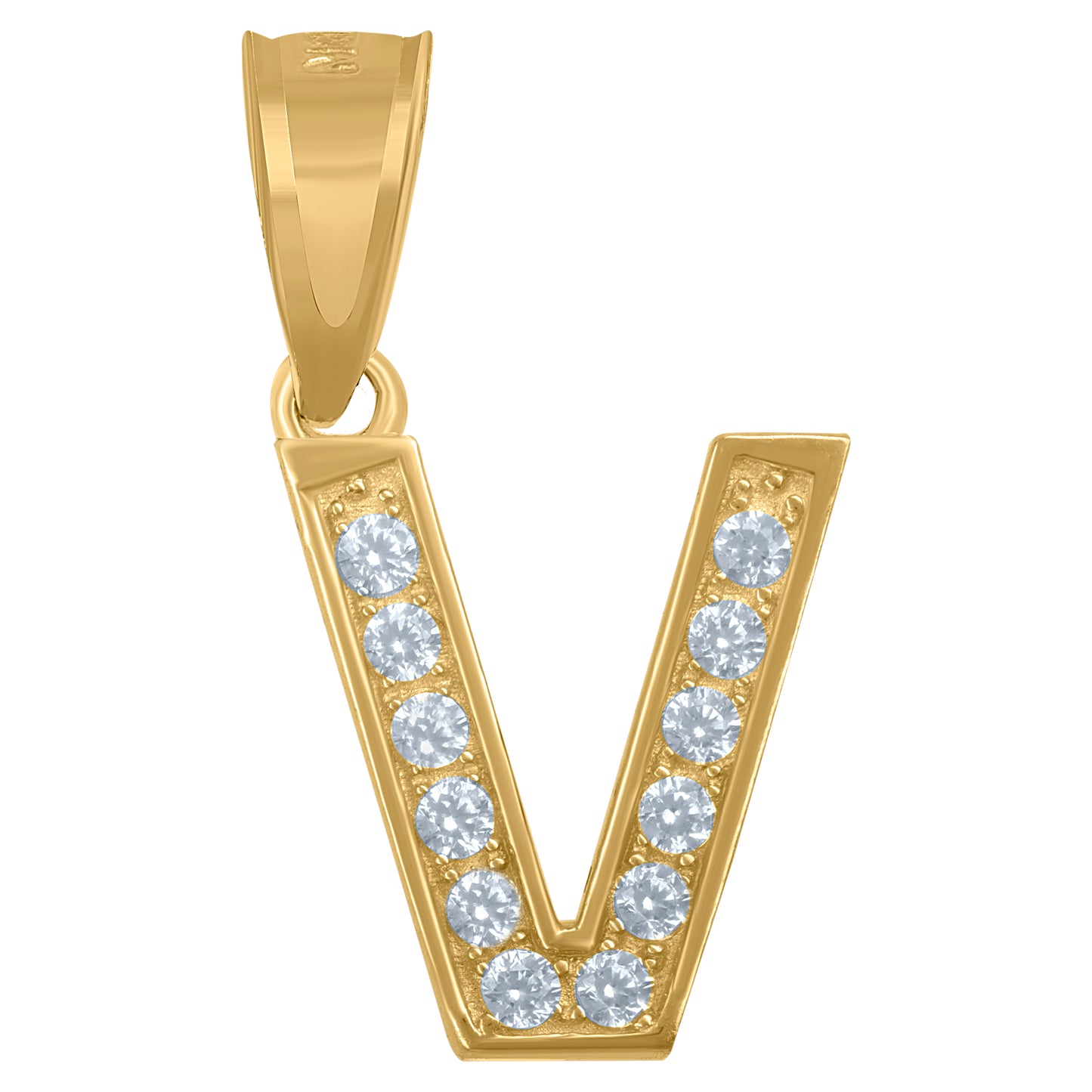 10K Yellow Gold Unisex Cubic-Zirconia Letter Alphabet Initials Charm Pendant
