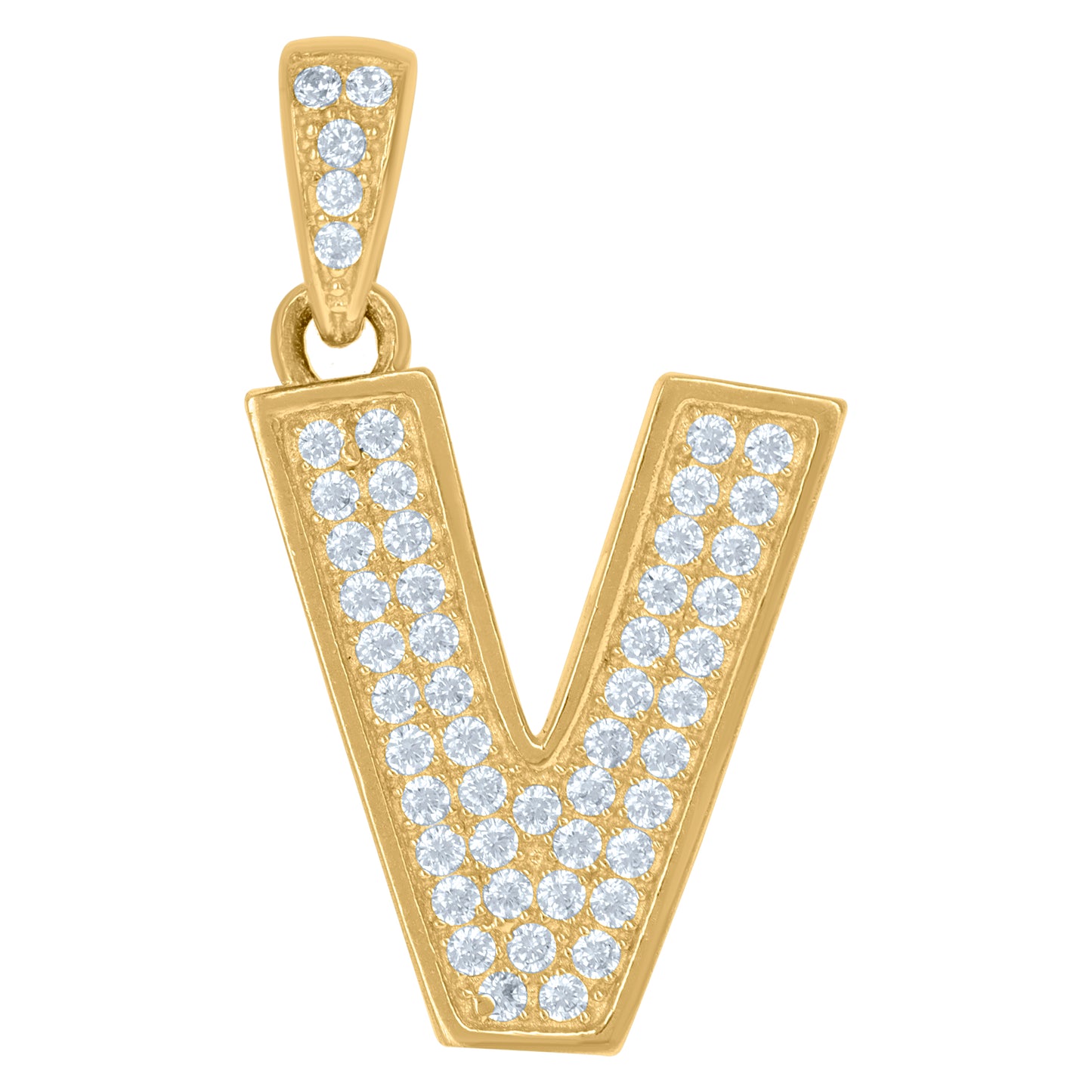 10K Yellow Gold Unisex Cubic-Zirconia Initial Alphabet Charm Pendant