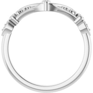 14K White Gold Round 1.3 Mm Polished .05 Ctw Natural Diamond Matching Band Band Size 7