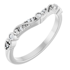 14K White Gold Round 1.3 Mm Polished .05 Ctw Natural Diamond Matching Band Band Size 7