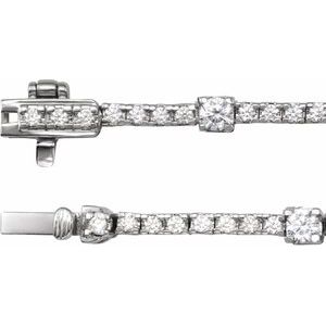 14K White Gold Round 3.1Mm G-H Si1-Si2 4 Ctw Lab-Grown Diamond Line Necklace, Length: 16 In