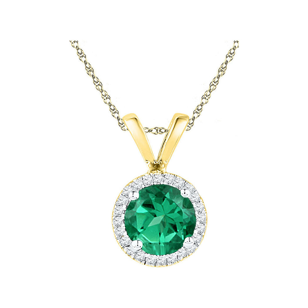 10K White Or Yellow Gold Womens Synthetic Solitaire & Diamond Halo Pendant