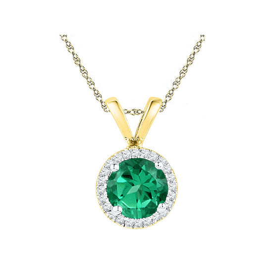 10K White Or Yellow Gold Womens Synthetic Solitaire & Diamond Halo Pendant