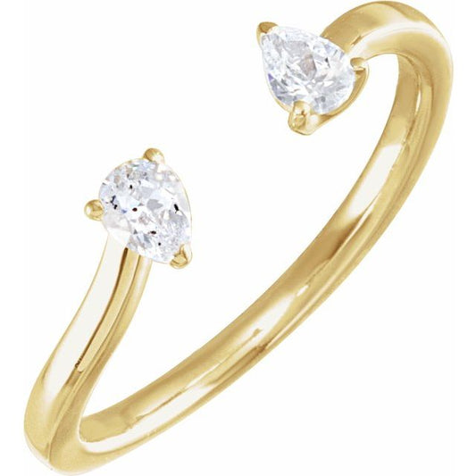 14K Yellow Or White Gold Pear 4 X 3 Mm Polished 1/5 Ctw Lab-Grown Diamond 2-Stone Ring, Size 7