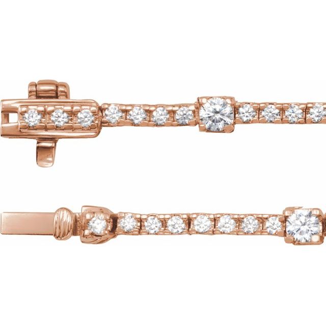 14K Rose Gold Round 3.1Mm Si1-Si2, G-H 16 In Polished 4 Ctw Lab-Grown Diamond Line Necklace