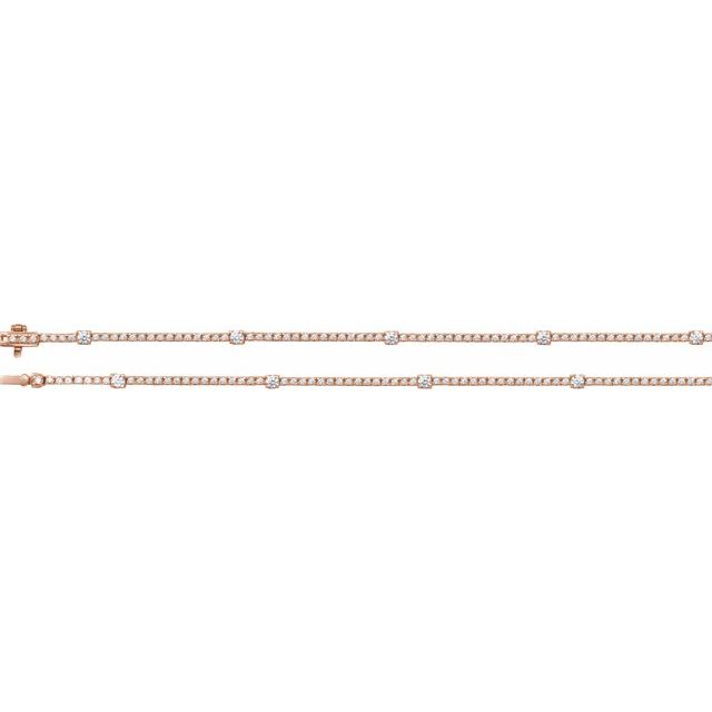 14K Rose Gold Round 3.1Mm Si1-Si2, G-H 16 In Polished 4 Ctw Lab-Grown Diamond Line Necklace
