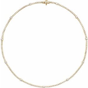 14K Yellow Gold Round 3.1Mm G-H Si1-Si2 4 Ctw Lab-Grown Diamond Line Necklace, Length: 16 In