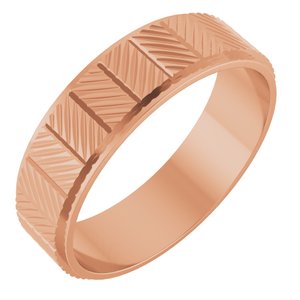 18K Rose 6 mm Chevron Pattern Band Size 7.5