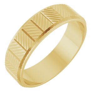14K Yellow Gold 6 Mm Polished Chevron Pattern Band Size 8