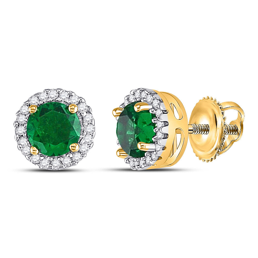 10K Yellow Gold Or Sterling Silver Womens Round Synthetic Solitaire Stud Earrings, Length: 0.28 In, Width: 0.28 In