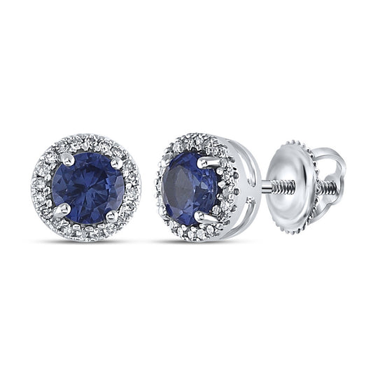 10K Yellow Gold Or Sterling Silver Womens Round Synthetic Solitaire Stud Earrings, Length: 0.28 In, Width: 0.28 In