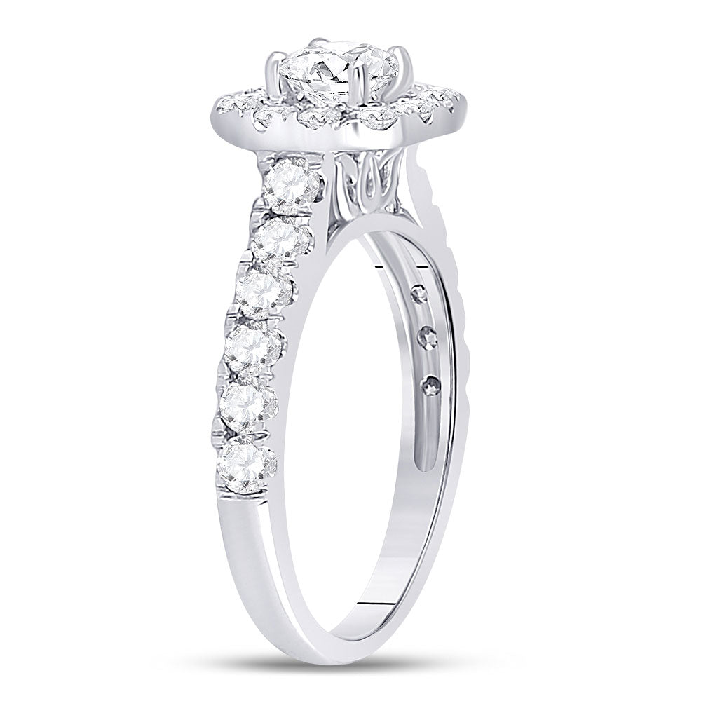 14K White Gold Round Diamond Solitaire Bridal Wedding Engagement Ring 1-1/2 Cttw, Womens Size: 5-10