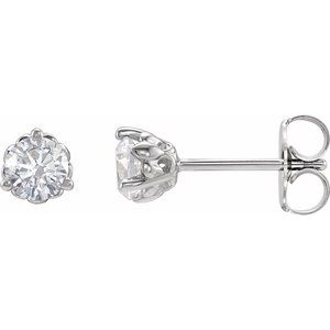 14K White Gold Round 4Mm Si1-Si2, Gh 1/2 Ctw Lab-Grown Diamond 3-Prong Fleur-De-Lis Friction Back Earrings