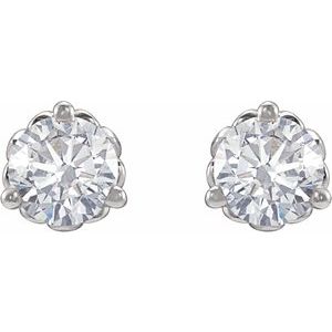 14K White Gold Round 3Mm Si1-Si2, Gh 1/5 Ctw Lab-Grown Diamond 3-Prong Fleur-De-Lis Friction Back Earrings