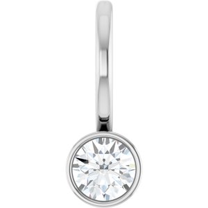 14K White Gold Round 3.5Mm G-H I1 1/6 Ct Natural Diamond Solitaire Bezel-Set Charm Pendant