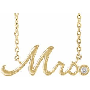 14K Yellow Gold Round 1.5Mm G-H I1 .015 Ct Natural Diamond Mrs. Necklace, Length: 18 In