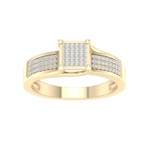 10K Yellow Gold 0.18 Cttw Diamond Ladies Micropave Rings