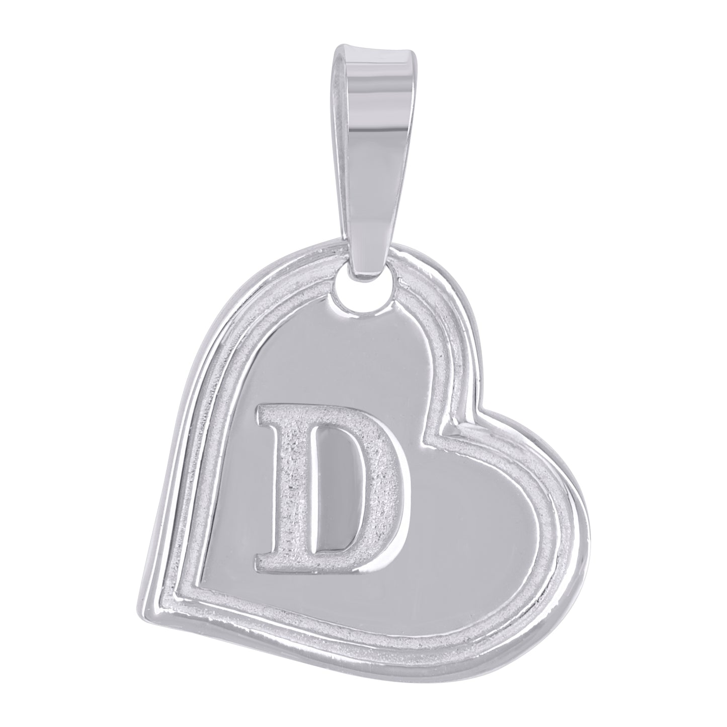 Sterling Silver Womens Love Heart Initial Alphabet Charm Pendant