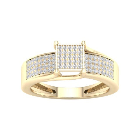 10K Yellow Gold 0.25 Cttw Diamond Ladies Micropave Rings