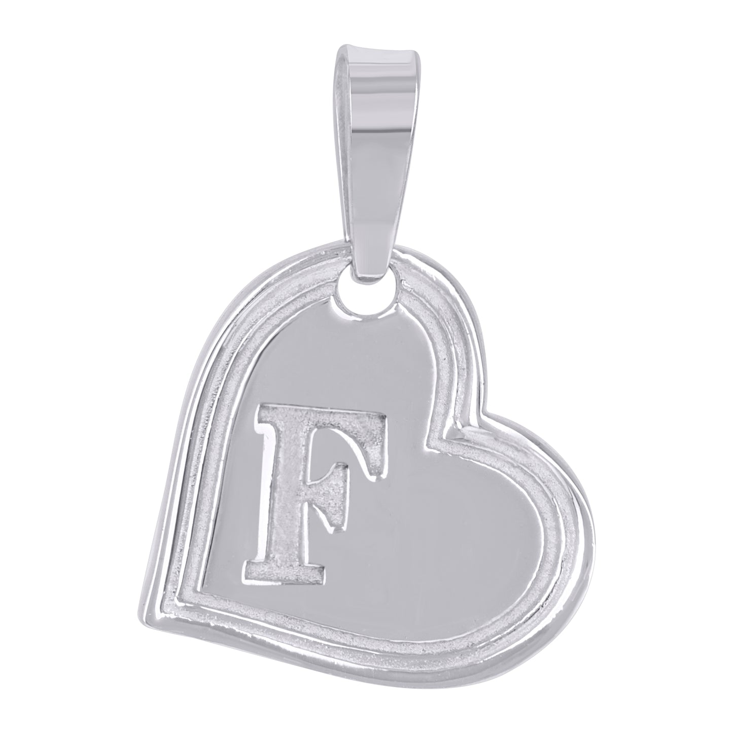 Sterling Silver Womens Love Heart Initial Alphabet Charm Pendant