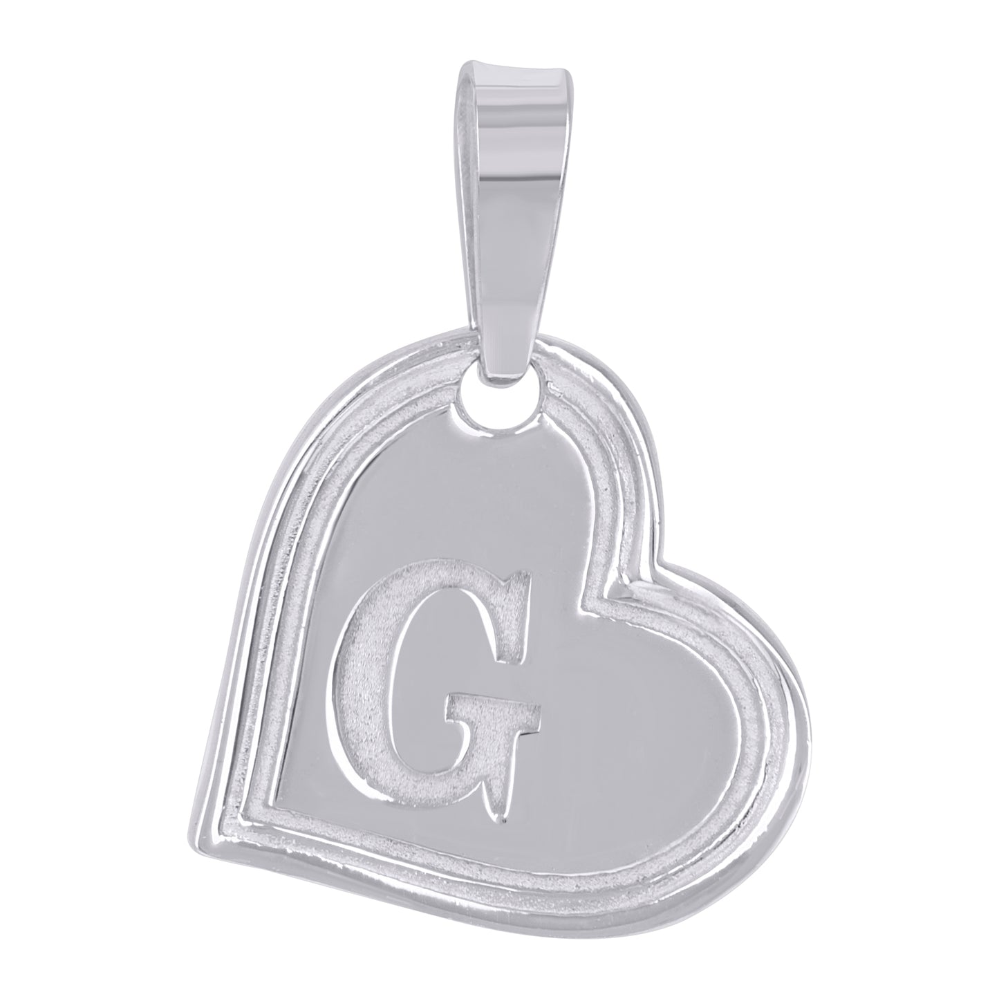 Sterling Silver Womens Love Heart Initial Alphabet Charm Pendant