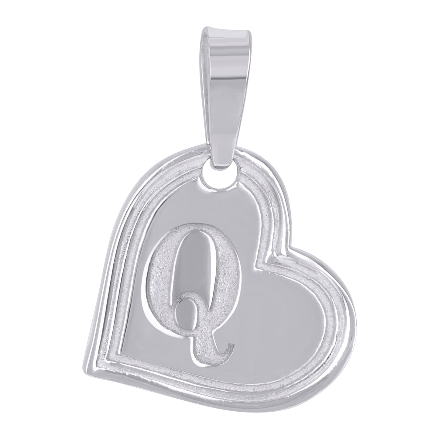 Sterling Silver Womens Love Heart Initial Alphabet Charm Pendant