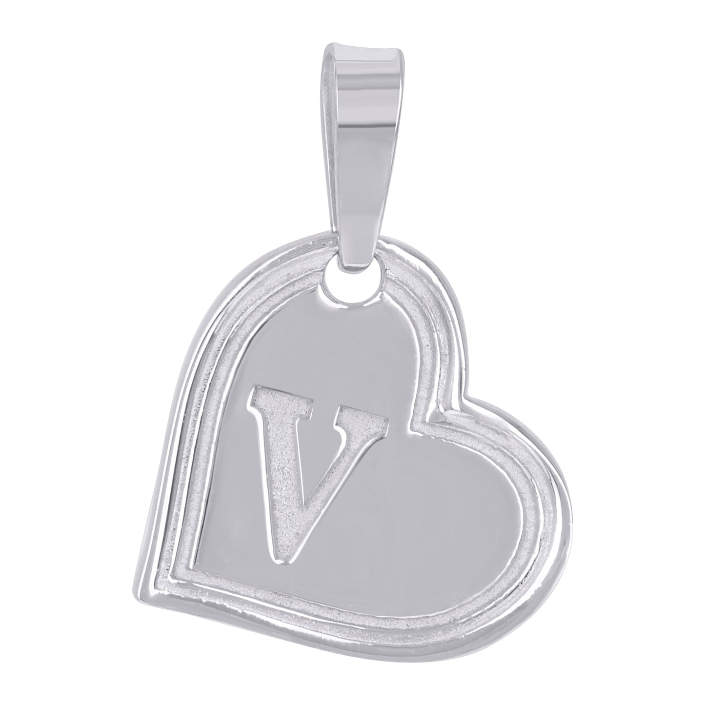 Sterling Silver Womens Love Heart Initial Alphabet Charm Pendant