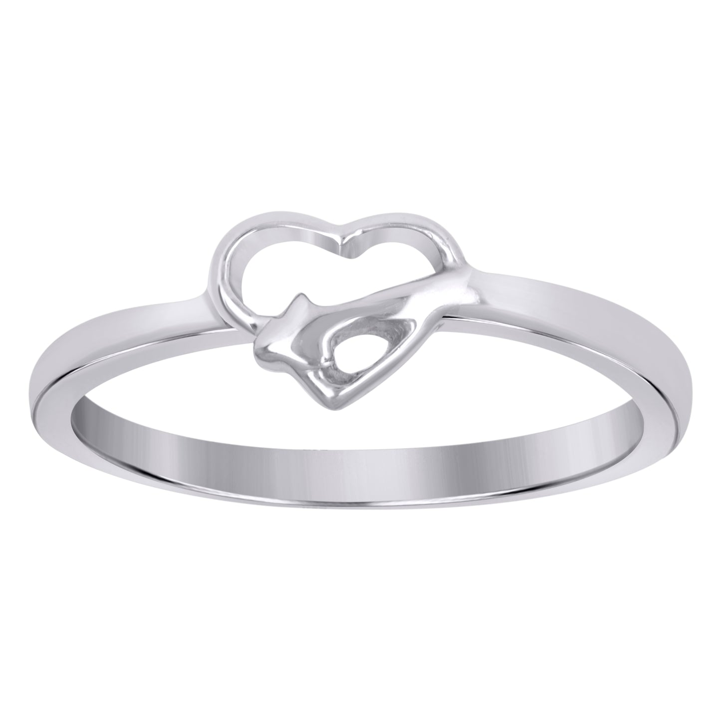 Sterling Silver Women's Heart Love Bridal Anniversary Wedding Engagement Band Ring Size 5 To 8