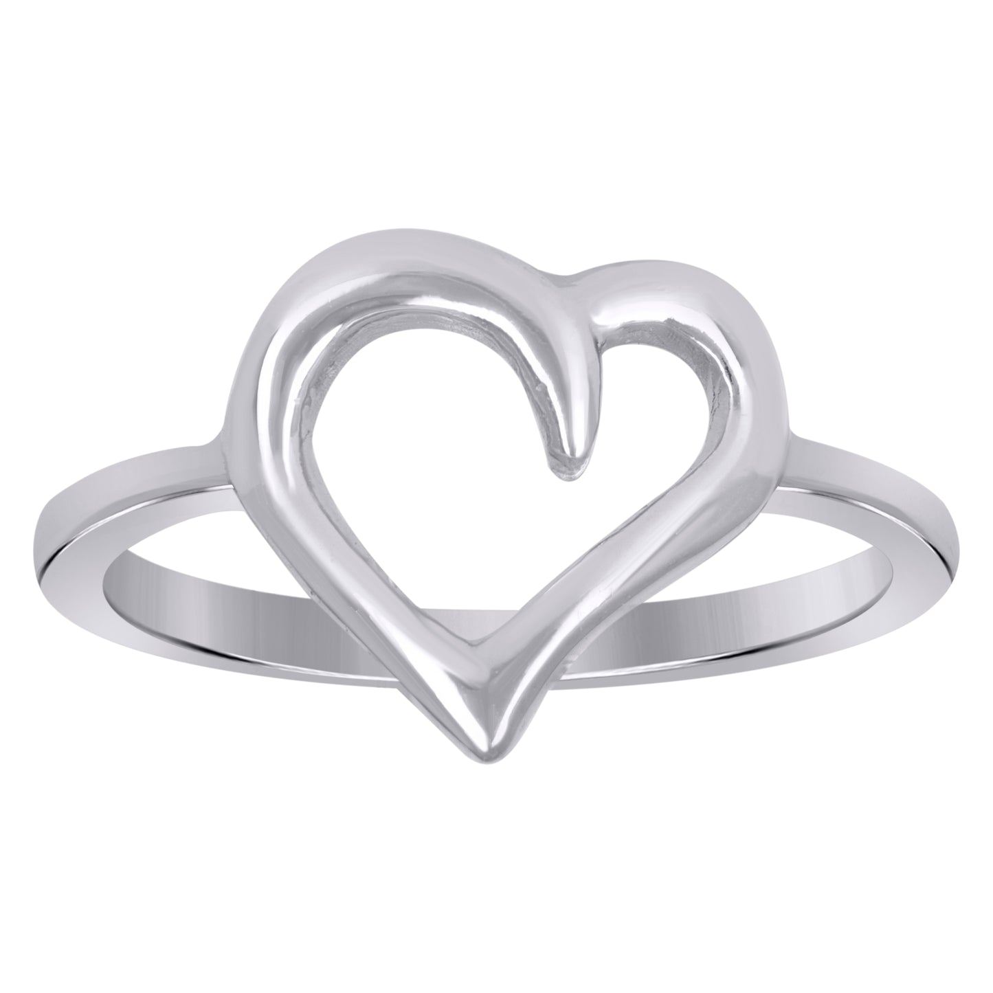 Sterling Silver Women's Heart Love Bridal Anniversary Wedding Engagement Band Ring Size 5 To 8