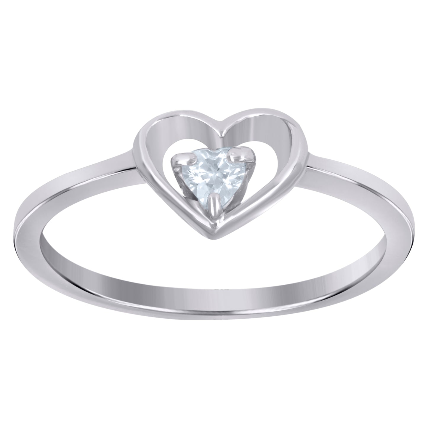 Sterling Silver Womens Trillion Cubic-Zirconia Heart Love Bridal Anniversary Wedding Engagement Band Ring Size 5 To 8