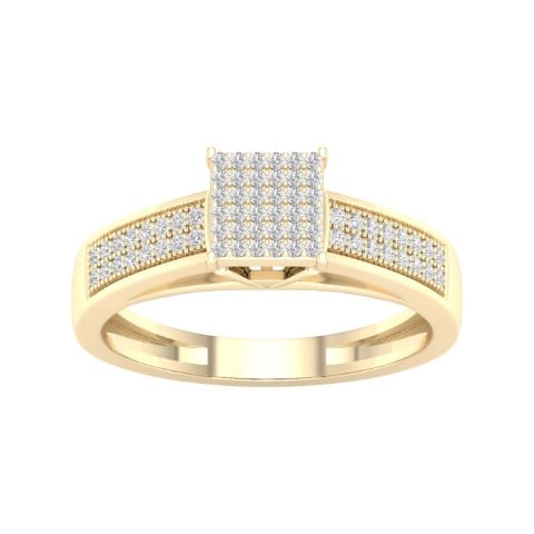10K Yellow Gold 0.25 Cttw Diamond Ladies Micropave Rings